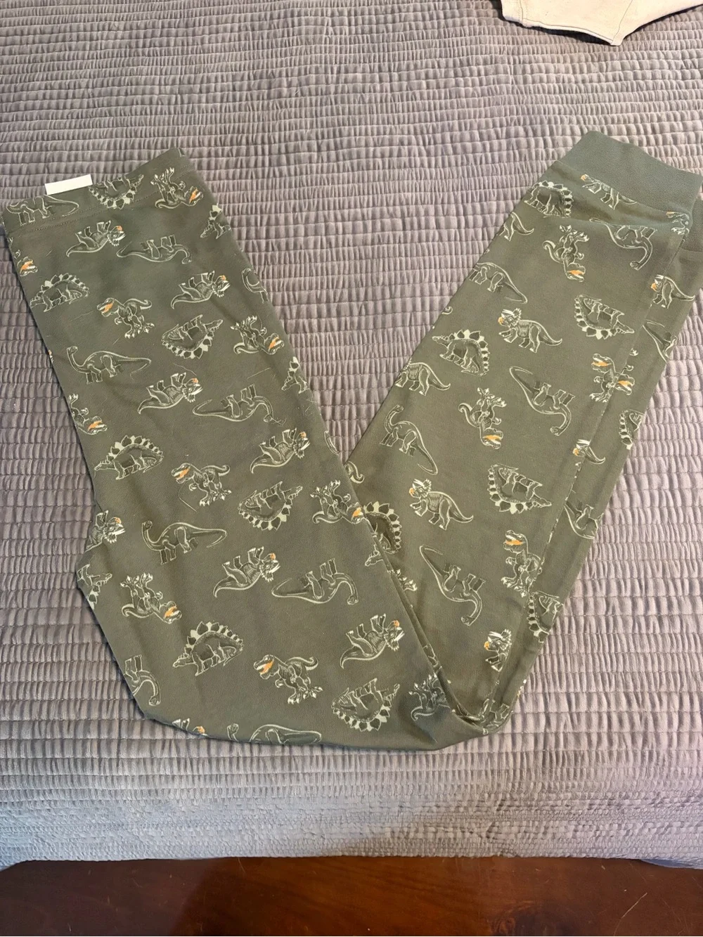 Jellyfish Kids Dinosaur Pajama Set in Olive Green and Cream